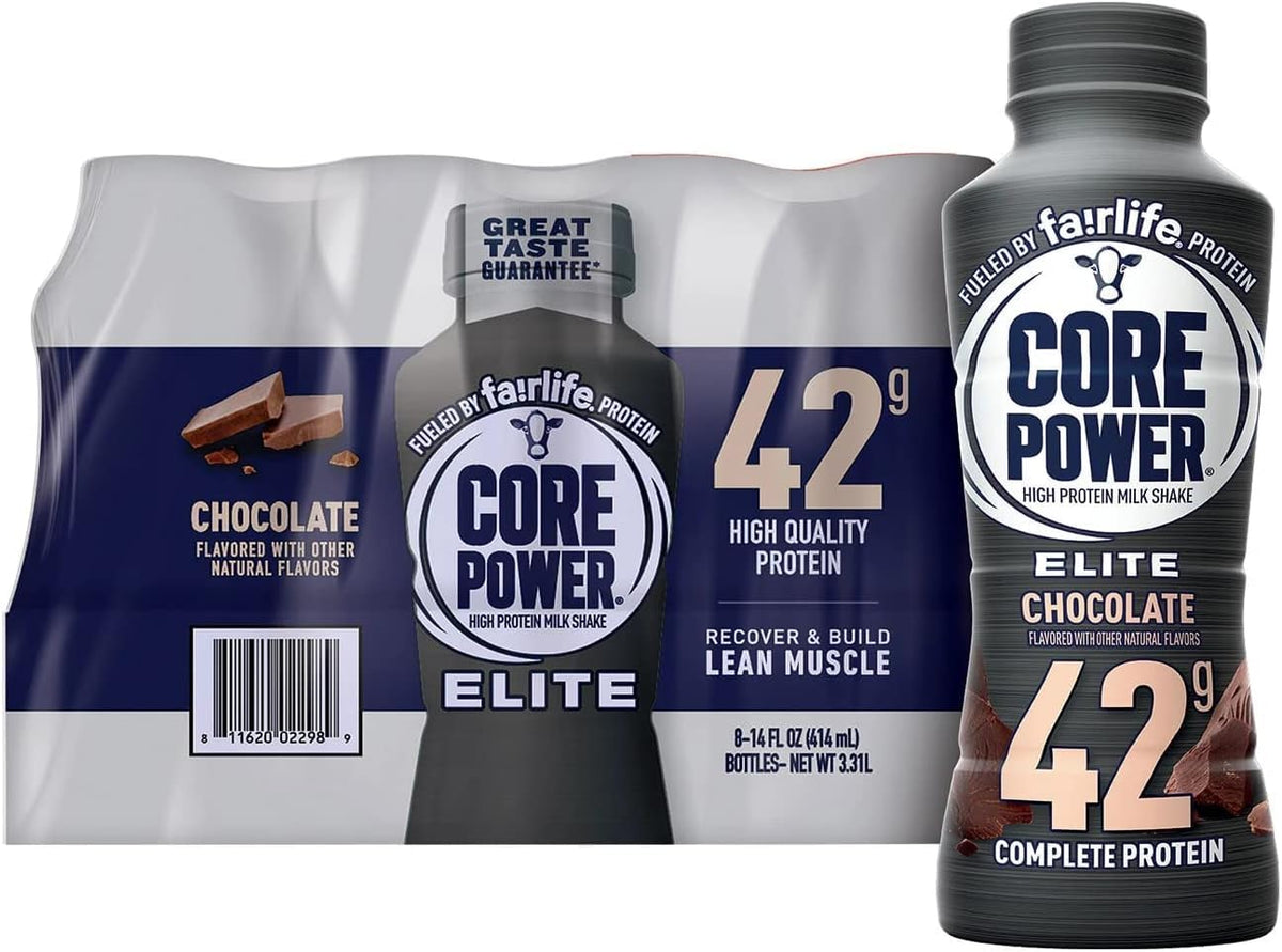 Baxter Expresss: Fairlife Core Power High Protein Milk Shake 42g (Pack of 12) 3 Flavor Pack - Chocolate, Vanilla and Strawberry 14 Fl bottles