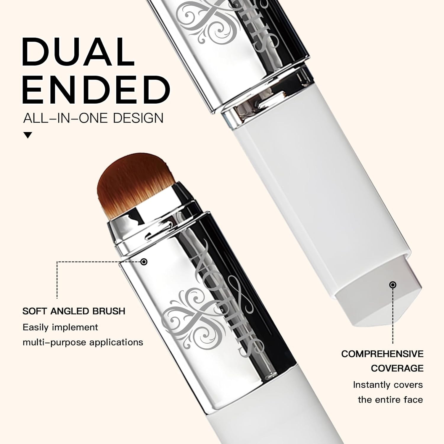 Color Changing Foundation Stick- Korean Color-Changing Foundation Stick with Volufiline - Medium to Full Coverage Dewy Finish Base Makeup - Dual-Ended with soft Brush, Portable for Daily Use-Deep Skin
