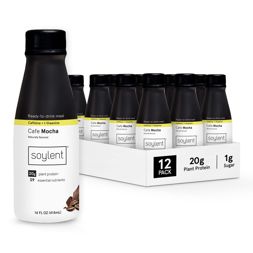 Soylent Strawberry Meal Replacement Shake, Ready-to-Drink Plant Based Protein Drink, Contains 20g Complete Vegan Protein and 1g Sugar, 14oz, 12 Pack