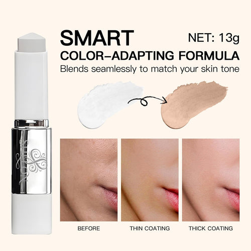 Color Changing Foundation Stick- Korean Color-Changing Foundation Stick with Volufiline - Medium to Full Coverage Dewy Finish Base Makeup - Dual-Ended with soft Brush, Portable for Daily Use-Deep Skin