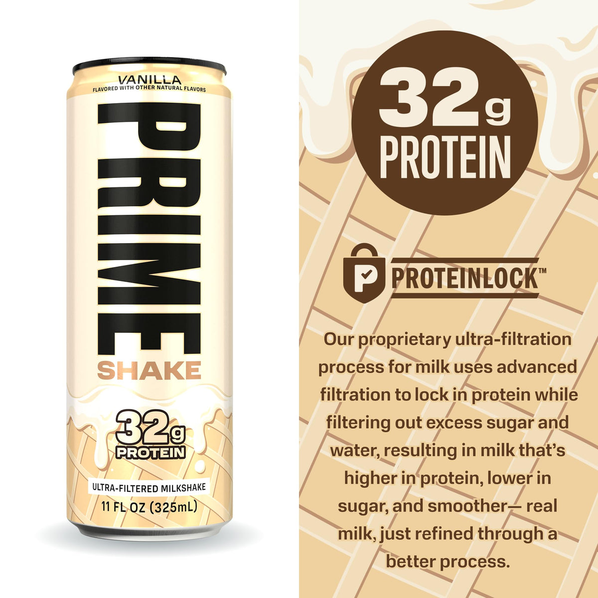 PRIME Shakes, Chocolate, 32g Protein Shake for Muscle Support & Recovery, Ultra-Filtered Milk, Lactose Free, Low Sugar, Low Calorie, Ready to Drink, 11 fl oz, 12 Pack