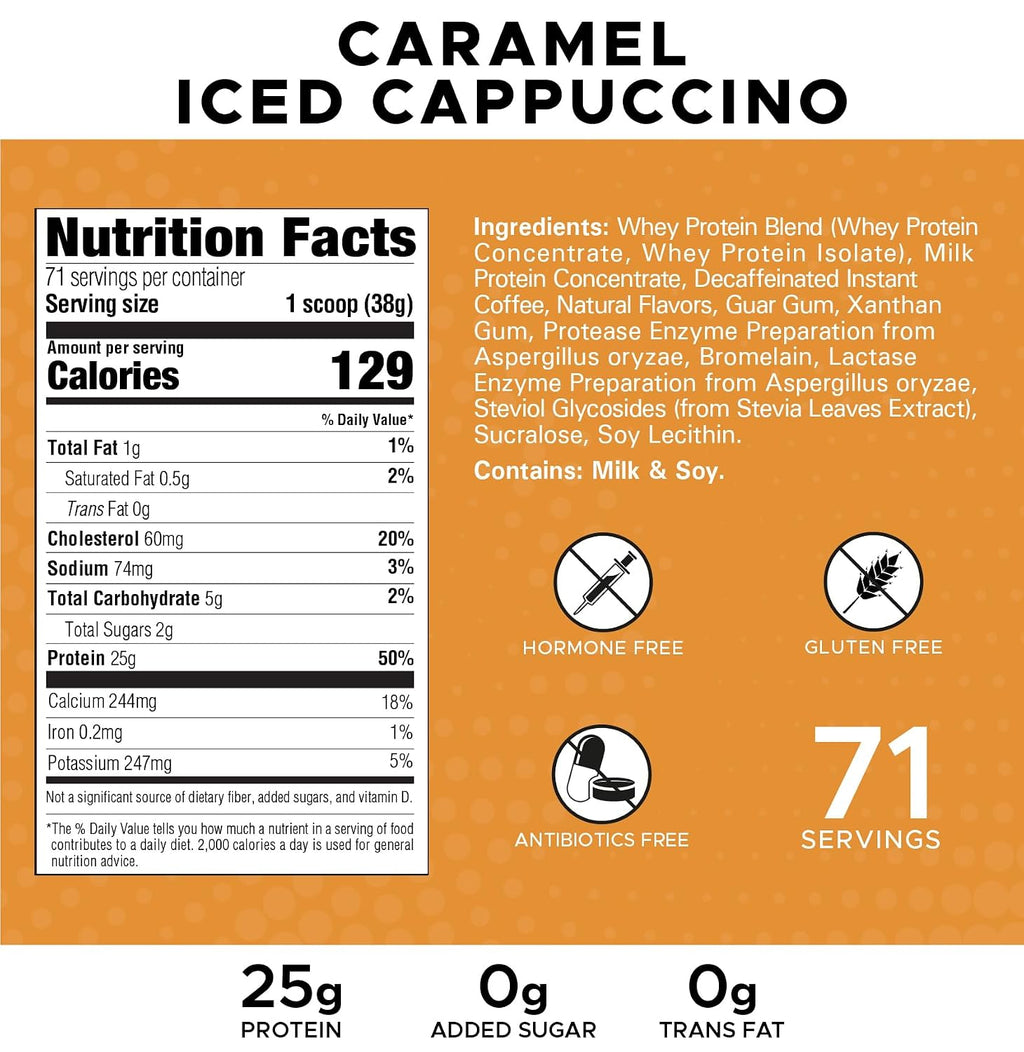Revolution Nutrition, High Whey, Protein Powder 6LB, Whey Isolate, Gluten Free, Lean Muscle Mass for Men & Women, 25g of Protein Per Scoop, 2.7kg, 73 Servings (Caramel Iced Cappuccino, 6 Pound)