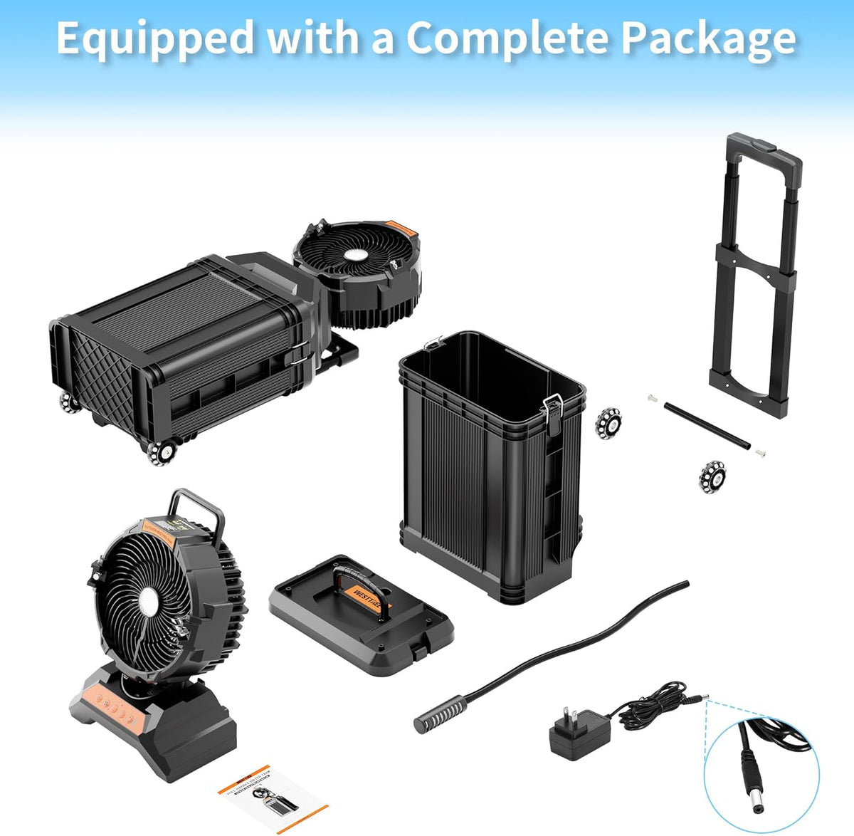 WESTTREE Misting Fan Portable Rechargeable with 4 Gal Large Bucket, Mist Fan with Retractable Handle & Oscillating Mister Outdoor Camping Cooling Fan for Patio/Beach/Fishing/Golf/Travel Essentials