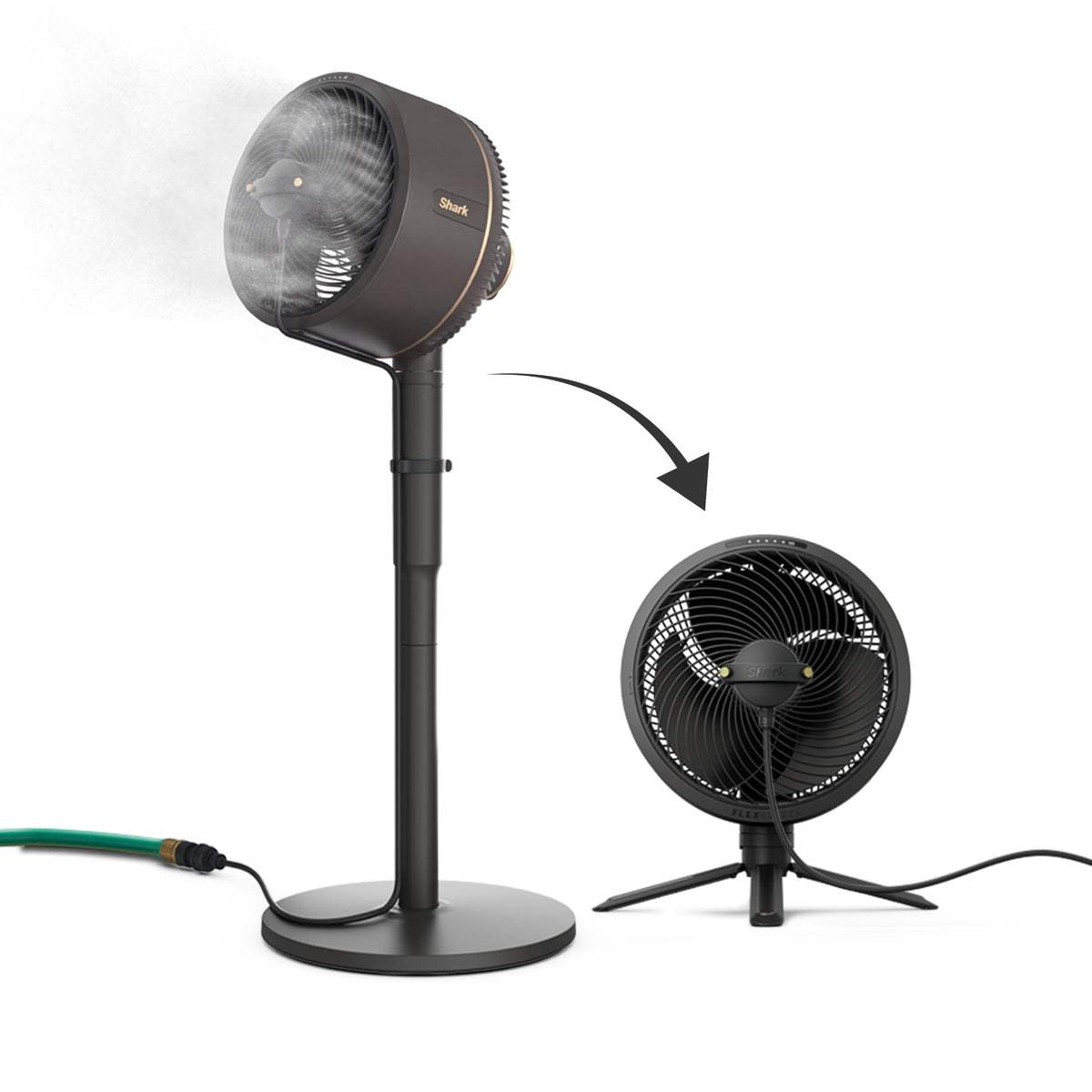 Shark FlexBreeze Pro Mist 2-in-1 Fan with Integrated Mist, Charcoal, FA302