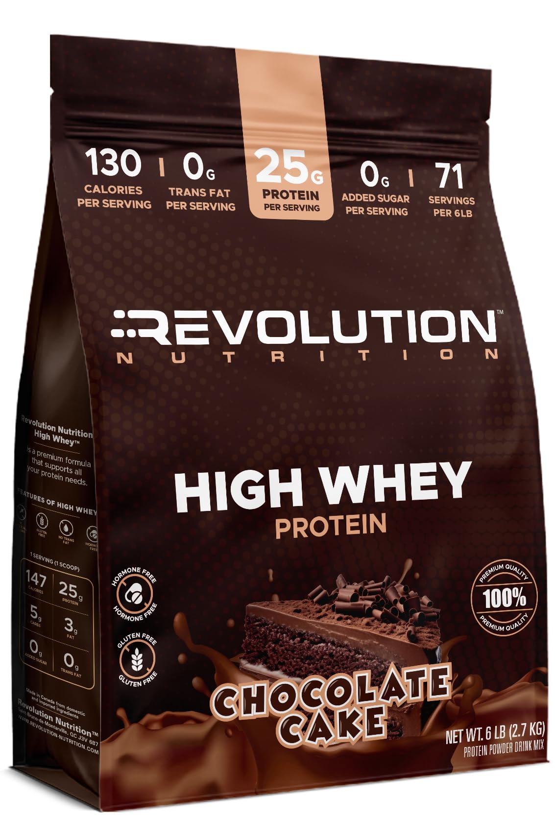 Revolution Nutrition, High Whey, Protein Powder 6LB, Whey Isolate, Gluten Free, Lean Muscle Mass for Men & Women, 25g of Protein Per Scoop, 2.7kg, 73 Servings (Caramel Iced Cappuccino, 6 Pound)
