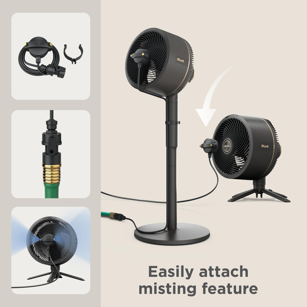 Shark FlexBreeze Pro Mist 2-in-1 Fan with Integrated Mist, Charcoal, FA302