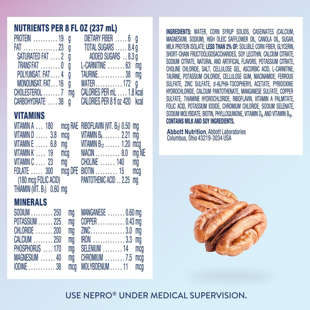 Nepro Nutrition Shake for People on Dialysis,19g Protein,420 Calories,Mixed Berry,8 fl oz,(Pack of 48)