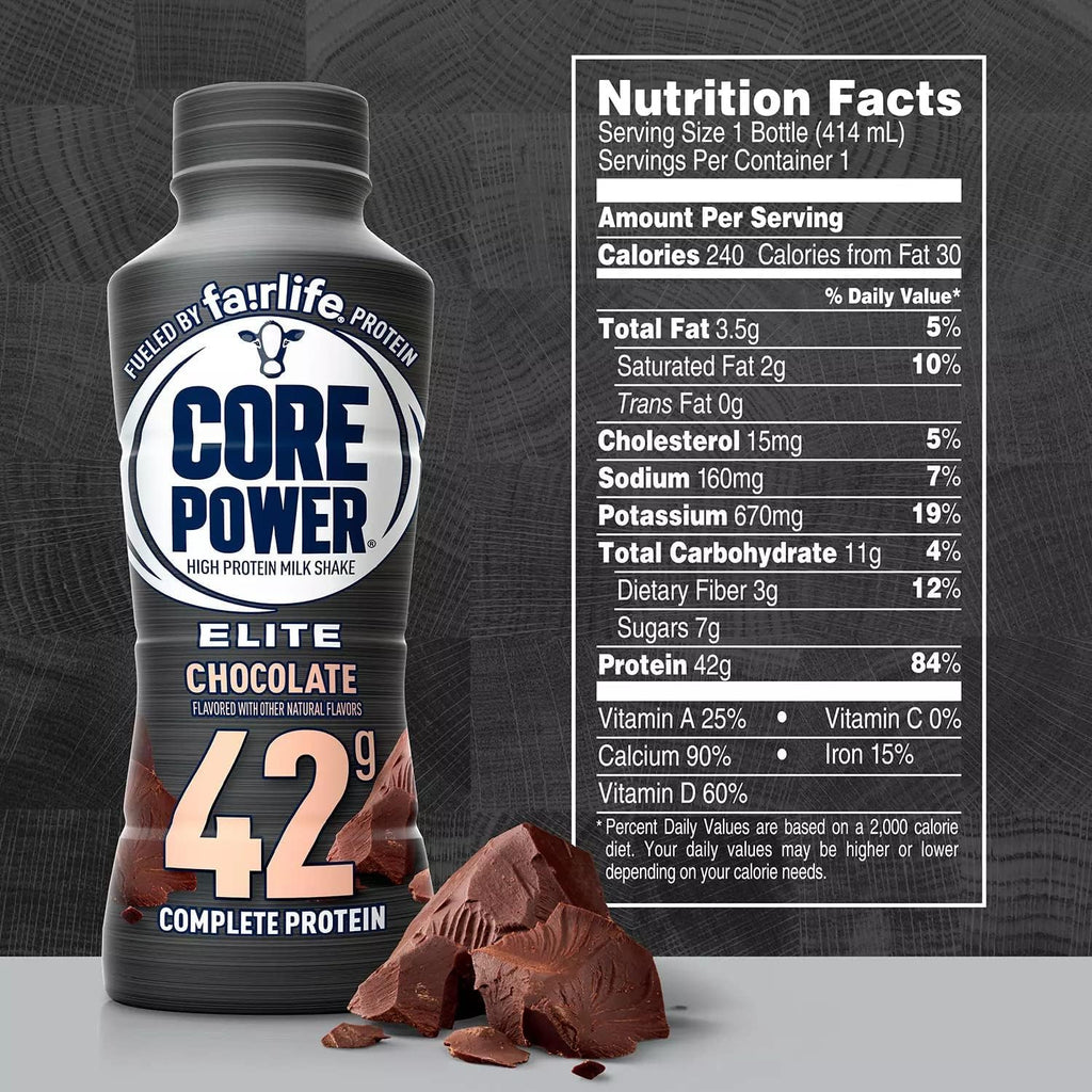 Baxter Expresss: Fairlife Core Power High Protein Milk Shake 42g (Pack of 12) 3 Flavor Pack - Chocolate, Vanilla and Strawberry 14 Fl bottles