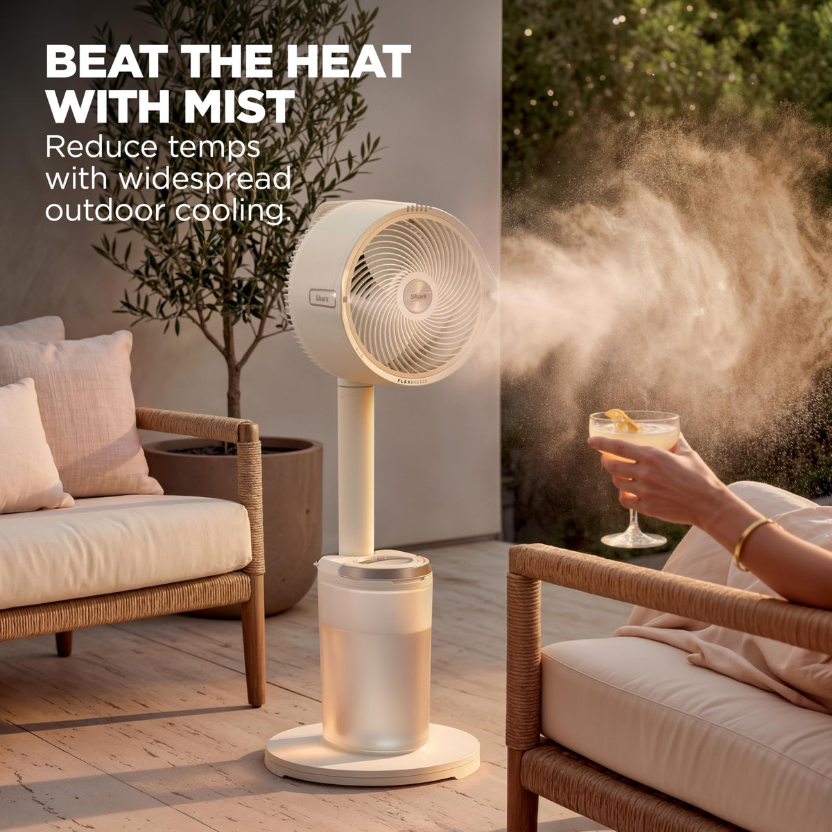 Shark FlexBreeze Pro Mist 2-in-1 Fan with Integrated Mist, Charcoal, FA302
