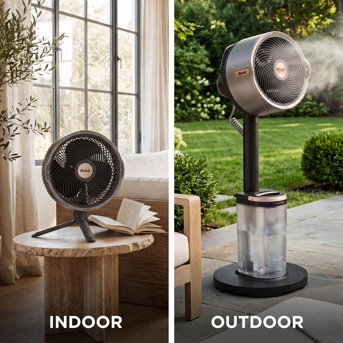 Shark FlexBreeze Pro Mist 2-in-1 Fan with Integrated Mist, Charcoal, FA302