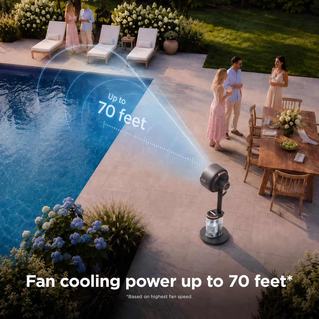Shark FlexBreeze Pro Mist 2-in-1 Fan with Integrated Mist, Charcoal, FA302